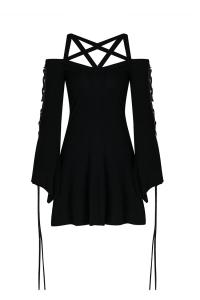 Robe noire avec sangles et manches larges  lacet, witchy nugoth, Darkinlove