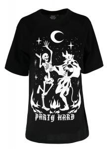 Party Hard Black Oversized tshirt Devil Dance, gothic nugoth restyle