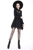 Robe noire effet chemise manches longues, dcollet en coeur, gothique nugoth, Darkinlove