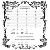 Robe fluide noire pentagramme, paules nues et laages, gothique nugoth, Darkinlove Size Chart