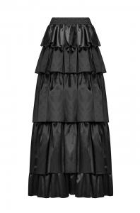 Black multi-level satin skirt, elegant gothic, punk rave