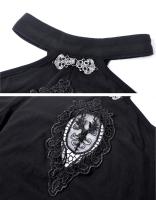 Robe moulante noire paules nues avec broderie, gothique nugoth, Darkinlove
