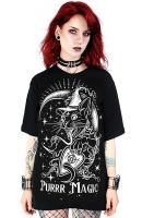 T-shirt noir chat magique avec lune, Purrr Magic, witchy nugoth Restyle