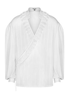 Men White Wide Shirt with Frilly large collar, Gothic Pirate, Punk Rave