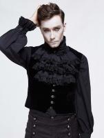 Black velvet waistcoat with silver buttons, satin back with strap, gothic aristocrat