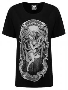 Goddess winged female succubus Black T-shirt with snake, KILLSTAR witchy nugoth occult