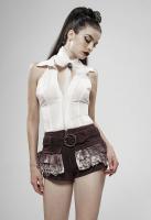 Tattered frilly brown denim shorts with belt, steampunk, Punk Rave
