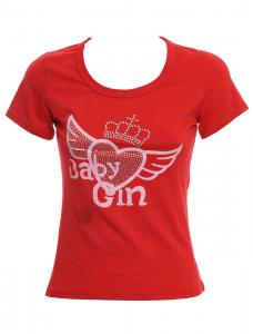 Red winged heart tshirt with rhinestones, faux leather openings and strap, punk rock