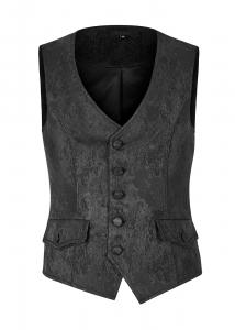 Black brocarde jacket, buttons and decorative pockets, elegant aristocrat, Punk Rave