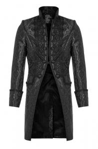 Black jacket with baroque patterns and opening, aristocratic gothic, Punk Rave