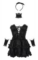 Ensemble gothic lolita noir avec dentelle et 4 accessoires