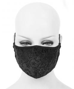 Black fabric reusable mask with baroque elegant pattern