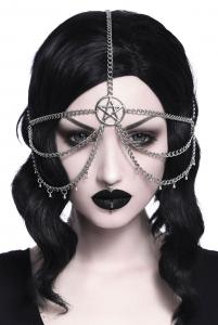 Silver chain tiara and pentacle, High Priestess Headdress KILLSTAR, pagan witchy