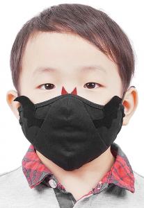 Black fabric child mask with black wings, cute goth rock