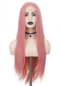 Long Straight Pink Front Lace Wig 70cm, Cosplay fashion