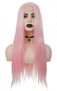 Pastel Pink Long Straight Front Lace Wig 60cm, Fashion Cosplay