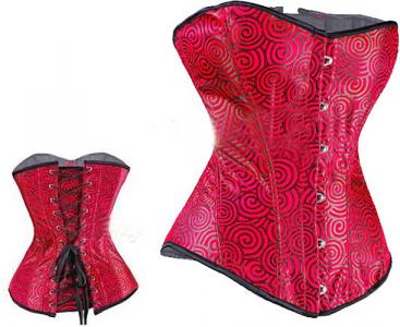 Red corset with black lacing