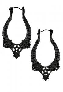 Black horns and pentagram earrings, gothic pagan, Restyle