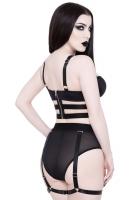 Black bra with straps and harness with moons, KILLSTAR, sexy gothic fetish