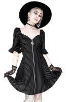 Black Sweetheart dress with pinstripes, silver moon charm, gothic nugoth, restyle