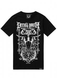 T-shirt noir unisexe, motifs blancs occultes, Occult Youth Killstar, gothique street