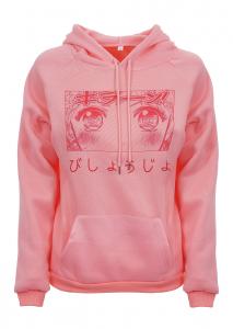 Pink hoodie manga face in love bishojo, cute kawaii