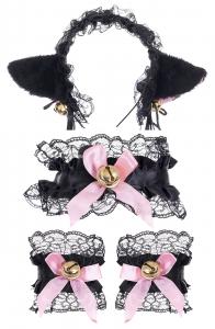 Kawaii lolita black Cat Set, ear headband, choker and armbands, cute cosplay