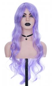Perruque longue violette claire ondule 80cm, cosplay