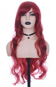 Dark red long wavy Wig 80cm, Cosplay