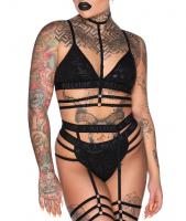 Hex Club black Panty with straps and occult pattern KILLSTAR