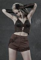 Steampunk brown shorts with lace and black border, Punk Rave