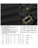 Chemise noire  manches courtes bouffantes et bijoux, lgant Punk Rave Size Chart