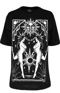 Black oversized Sorceress Coven t-shirt, Restyle tarot gothic witch nugoth