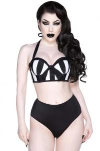 Possession Party Two Piece KILLSTAR, black and white goth pinup swimsuit