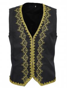 Gold embroidery Black Vest Waistcoat, elegant imperial theater