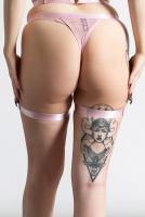 Pastel Pink Hell Kitty Fishnet Panty KILLSTAR, Garter belt, cute kawaii witch
