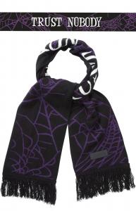 Black scarf with purple spider web, Trust Nobody Scarf KILLSTAR, goth witchy