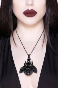 Insecta Morte Black necklace, insect with skull and black stones Killstar occult goth