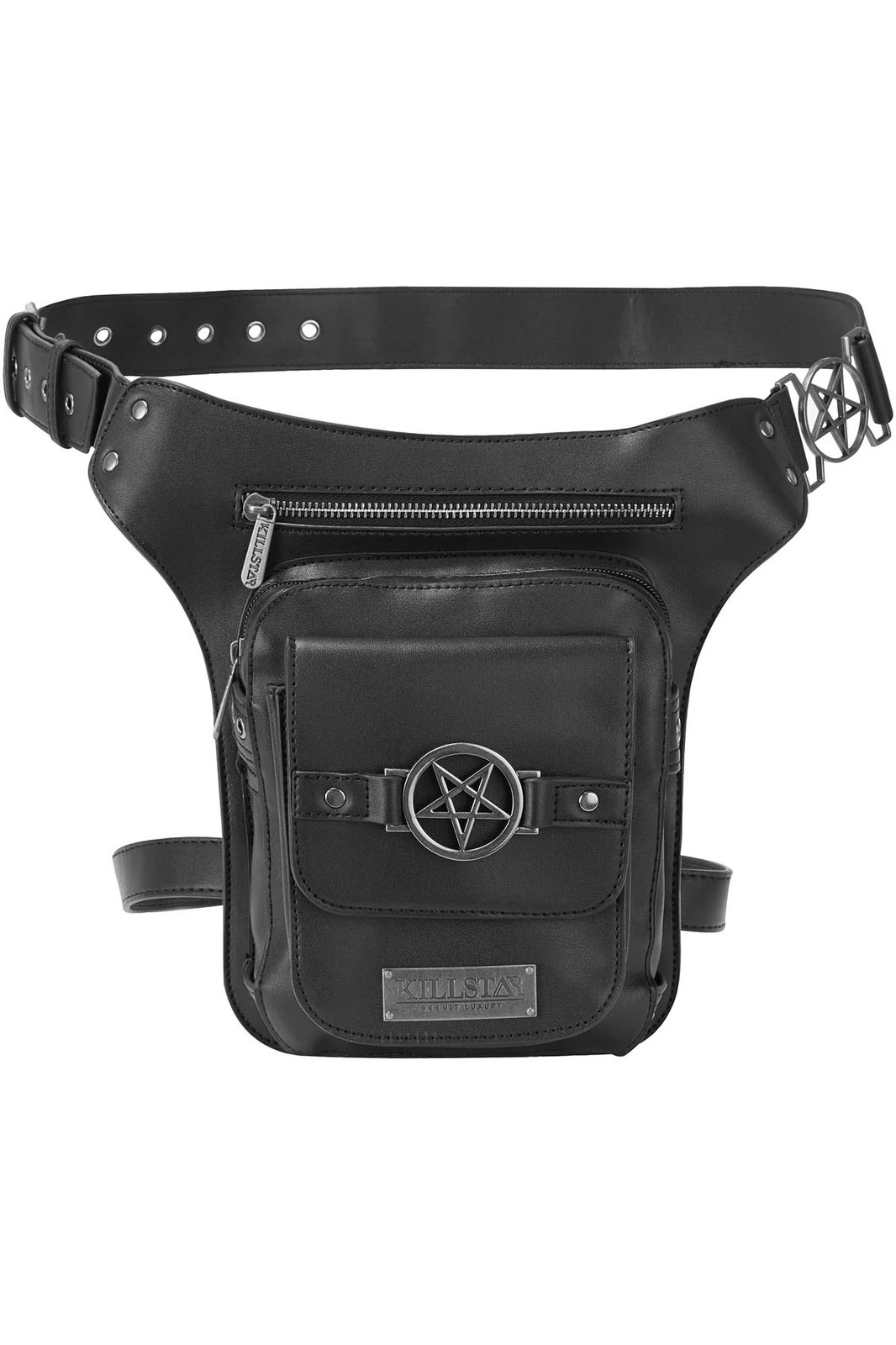 Black Leather Waist Bag Fanny Pack Gothic Designer Bag for 