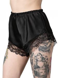 Severina Black Satin Shorts with lace, KILLSTAR goth witchy