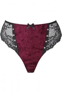 Pin Stuck burgundy Velvet Panty and black lace, KILLSTAR goth sexy