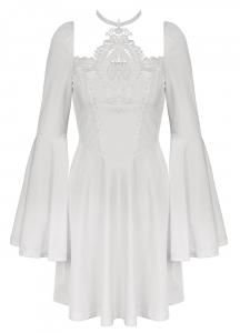 White elegant velvet dress with embroidery, Darkinlove