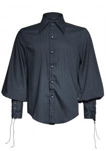 Blue striped blouse, puffy sleeves with lacing, steampunk Punk Rave