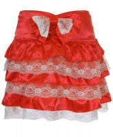 Short skirt in red satin, white lace and bow, cute kawaii