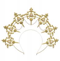 Kit DIY to assemble, filigree golden angelic halo headband with chain and pearls