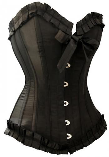 Black corset with stripe and black bows
