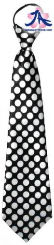Cravate courte  fermeture noir  points blancs