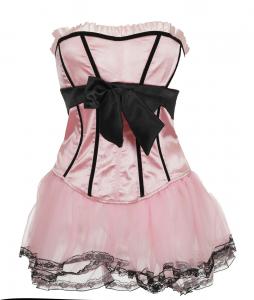 Pin up dress corset pink and black with tulle skirt