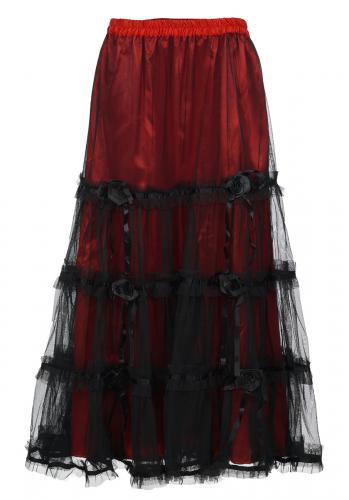 jupe noir et rouge renaissance victorien avec rose 2324