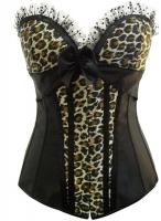 Black and Leopard Corset with bows and lace